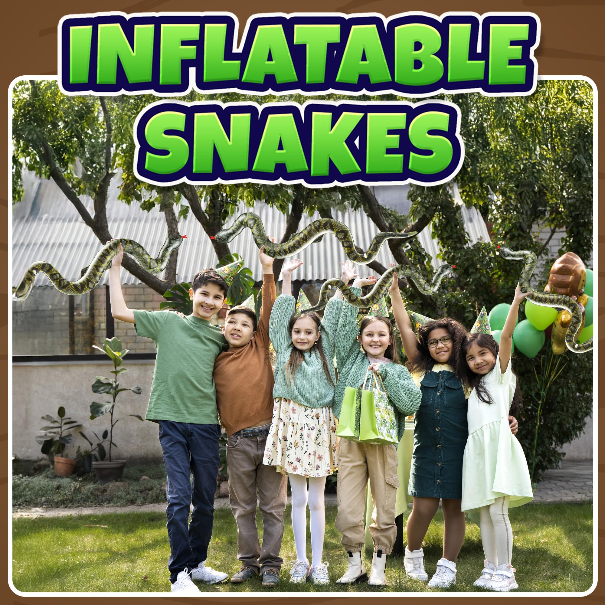 Inflatable Snakes for Pool (3 Pack) - 39 Inch Blow Up Fake Snake Toys for Pool Party, Backyard & Garden - Repels Ducks, Frogs & Birds - Jungle Safari Outdoor Décor
